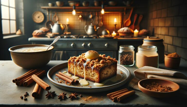 Streusel Topped Gingerbread With Butter Sauce