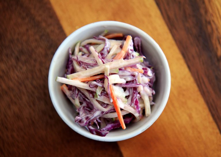 Apple Carrot Slaw With Ginger Mint Dressing