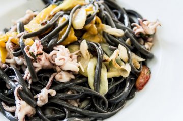 Chicken Ragu over Saffron Linguine