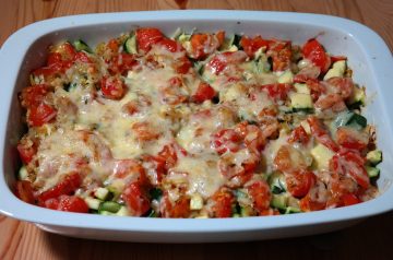 Easy Cheesy Ham and Veggie Rice Casserole-Diabetic