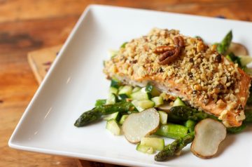 Parmesan-Crusted Chicken on Bed of Fancy Greens