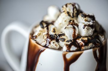 Chocolate Flapjacks With Warm Cherry Syrup