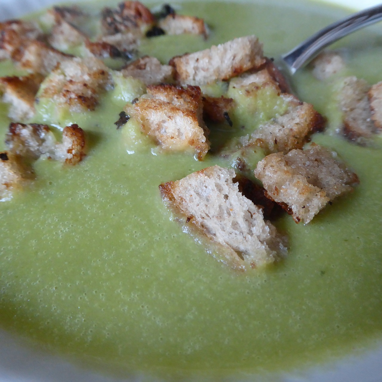 Cool Strawberry Soup with Pound Cake Croutons