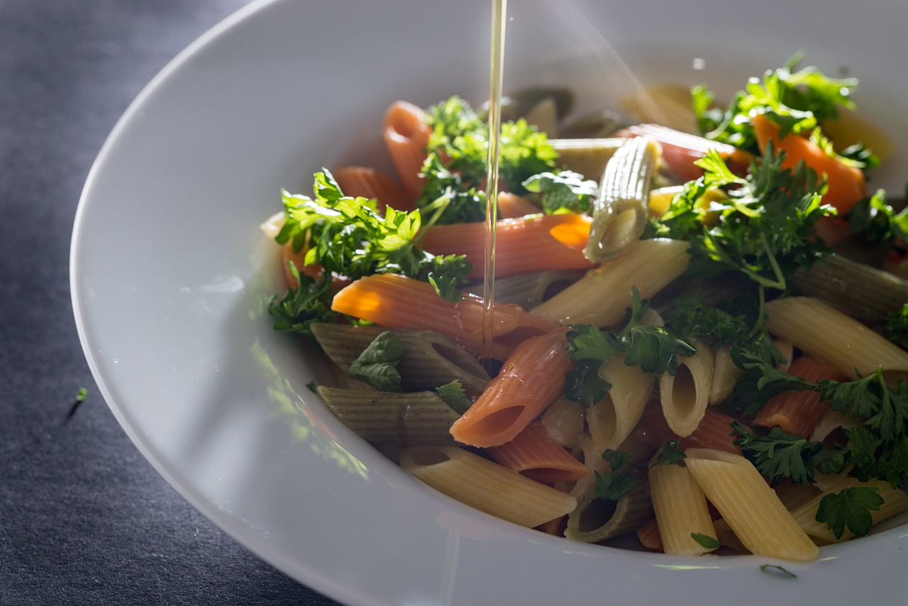 Gnocchi with parsley olive pesto and cherry tomatoes