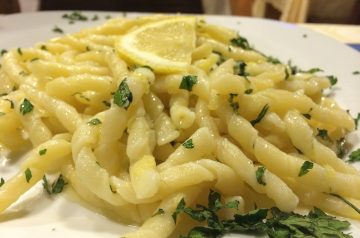 Lemon Braised Artichokes over Pasta