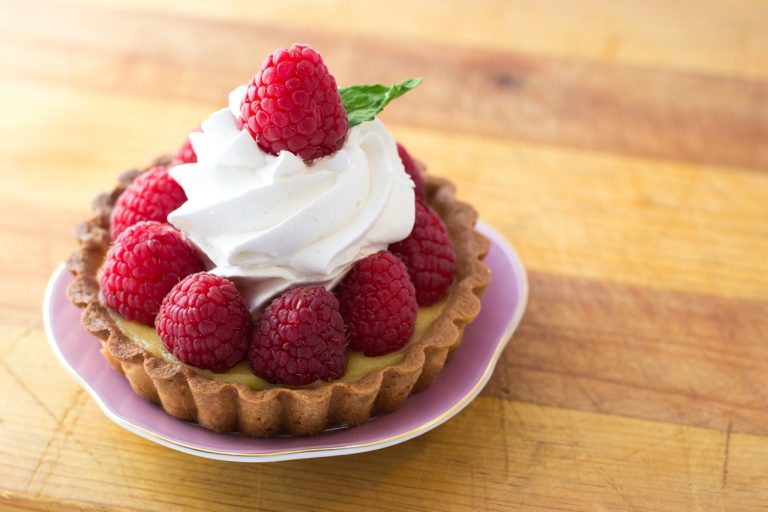 Lemon Custard Tart with Raspberries