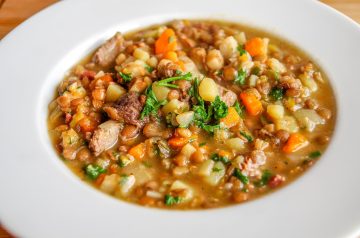 Lentil Stew with Ham and Greens