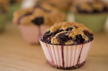 Low Fat Blueberry Cranberry Bran Muffins