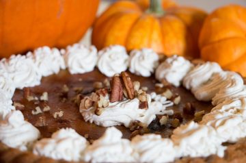 Orange Crusted Pumpkin Pie with Bourbon Whipped Cream