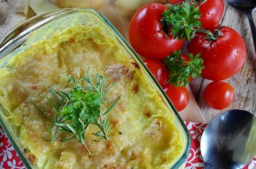 White Cheddar and Parmesan Potato Gratin