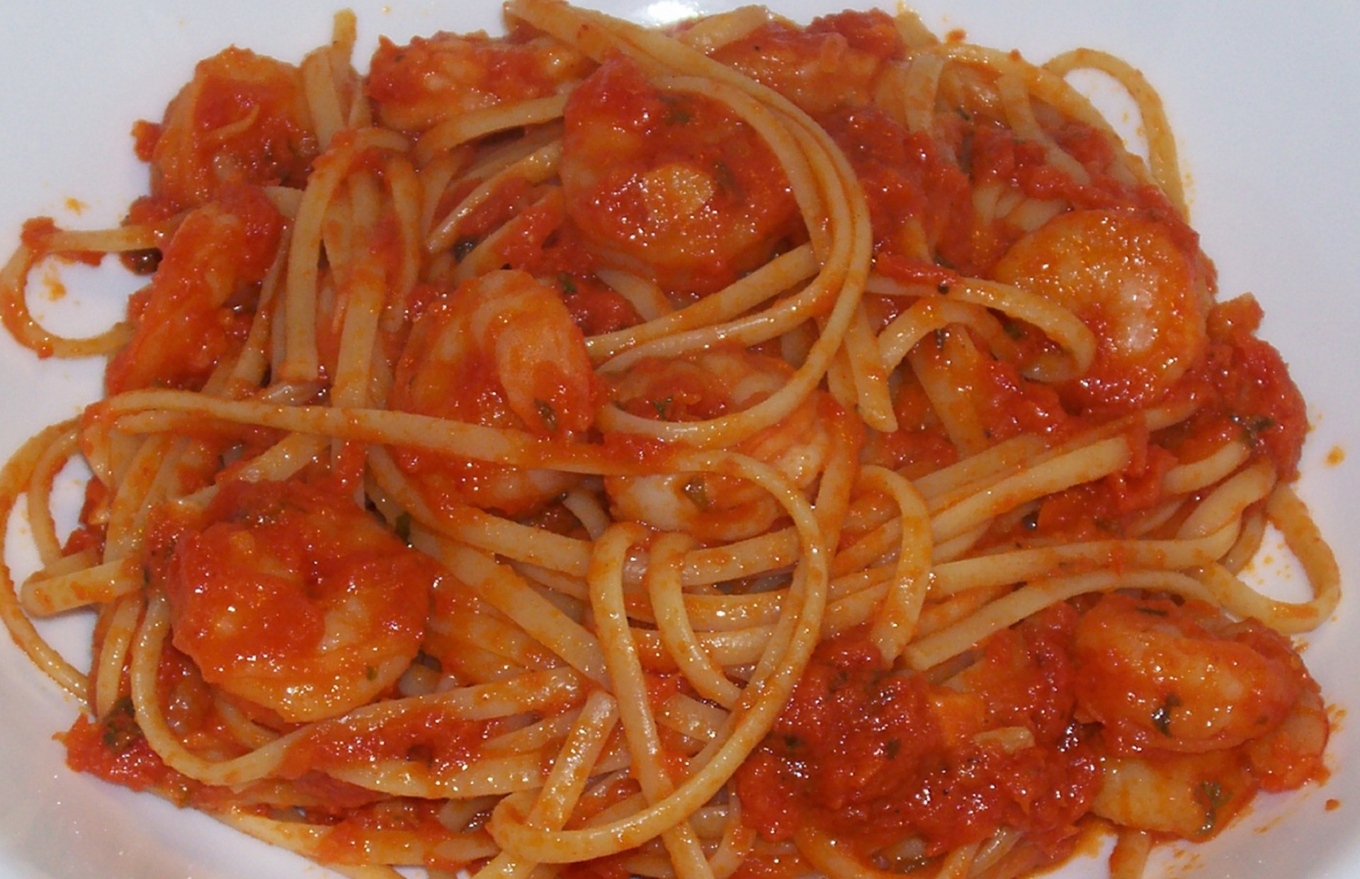 Shrimp Italiano over Linguine