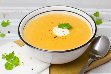 Carrot Soup With Cucumber Pistachio Relish