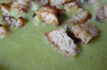 Leek Soup With Toasted Swiss Croutons