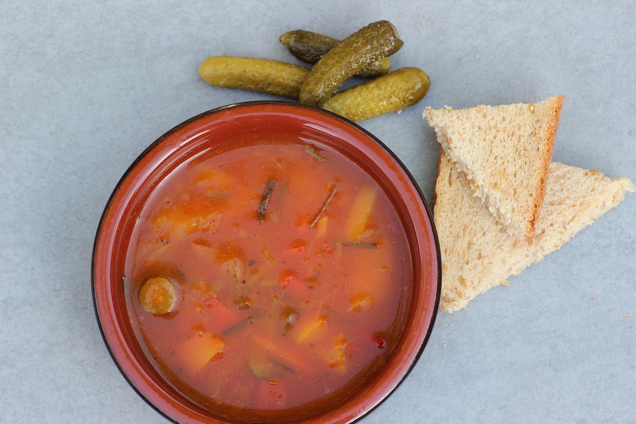 Vegetable Soup With Sauerkraut and Smoked Turkey Breast