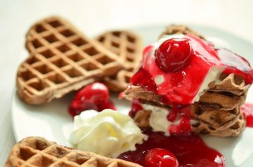 Chocolate Waffles With Strawberry Cream