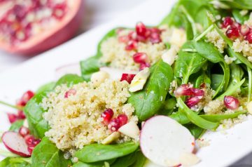 Warm Spinach salad with bacon and pine nuts