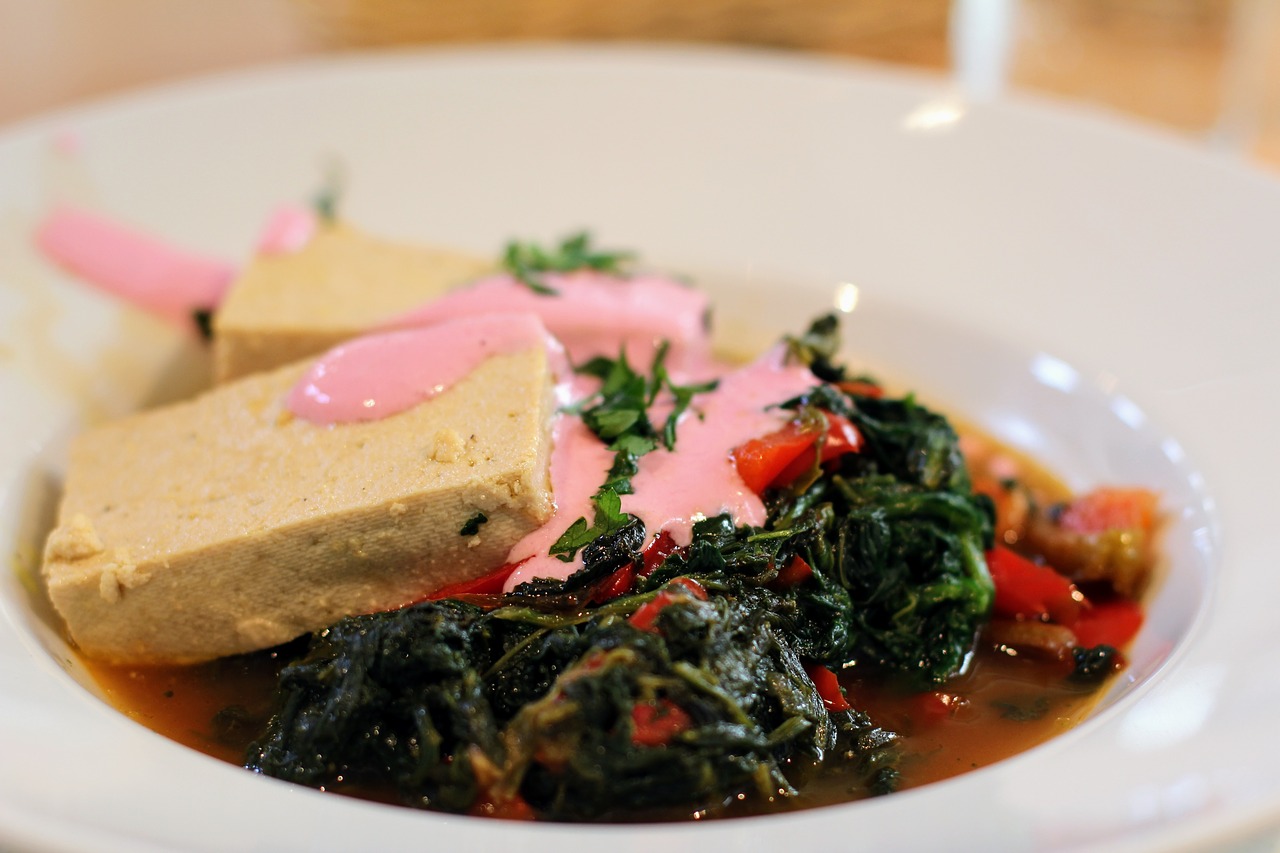 Baked Tofu and Spinach