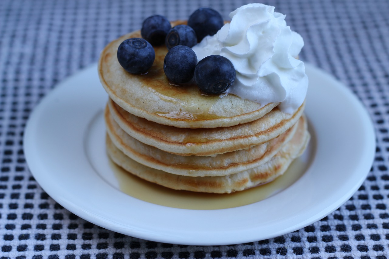 Lemon Buttercream Pancakes With Blueberries