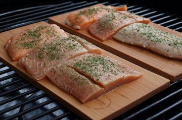 Wakeman's Bourbon Brown Sugar Plank Grilled Salmon